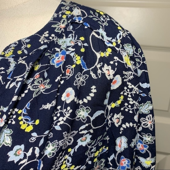 Gap Framed Zen Blouse M Modal Bohemian Springfield Top Blue Balloon Sleeve Shirt - Picture 5 of 11